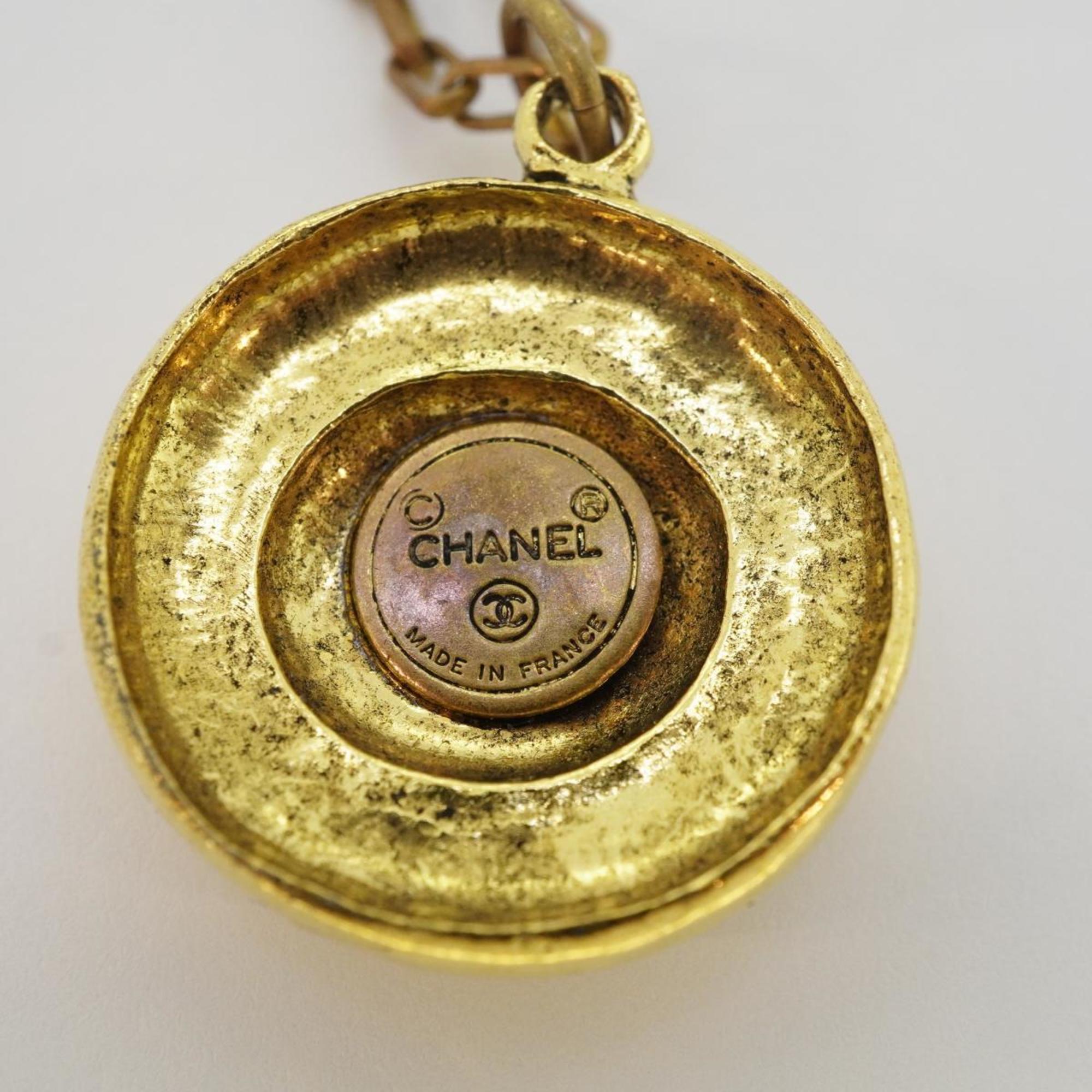 Chanel Necklace Coco Mark Circle GP Plated Gold Women's