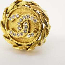 Chanel Earrings Coco Mark Circle Rhinestone GP Plated Gold Women's