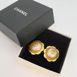 Chanel Earrings Coco Mark Fake Pearl GP Plated Gold 97P Women's