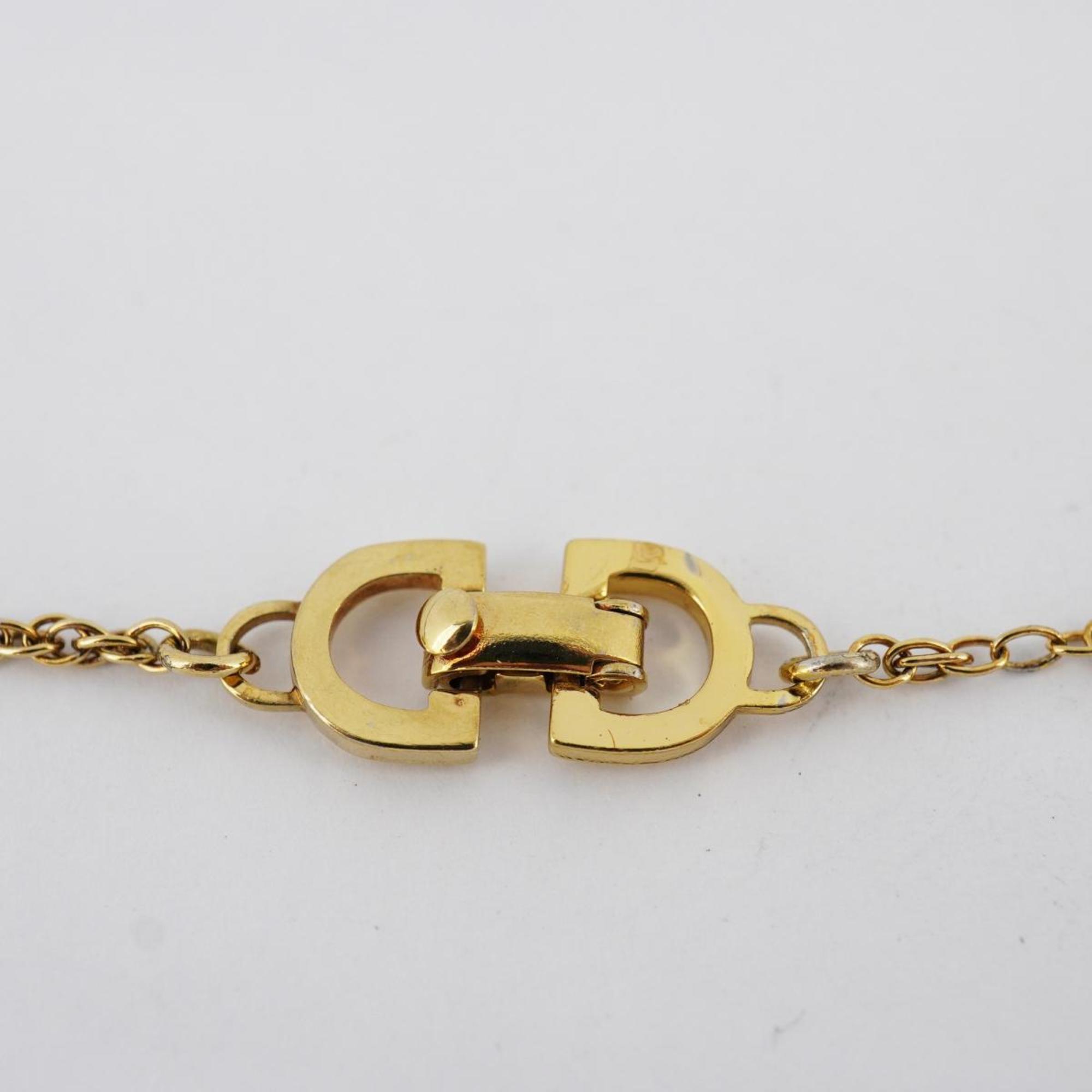 Christian Dior Necklace CD Square GP Plated Gold Women's