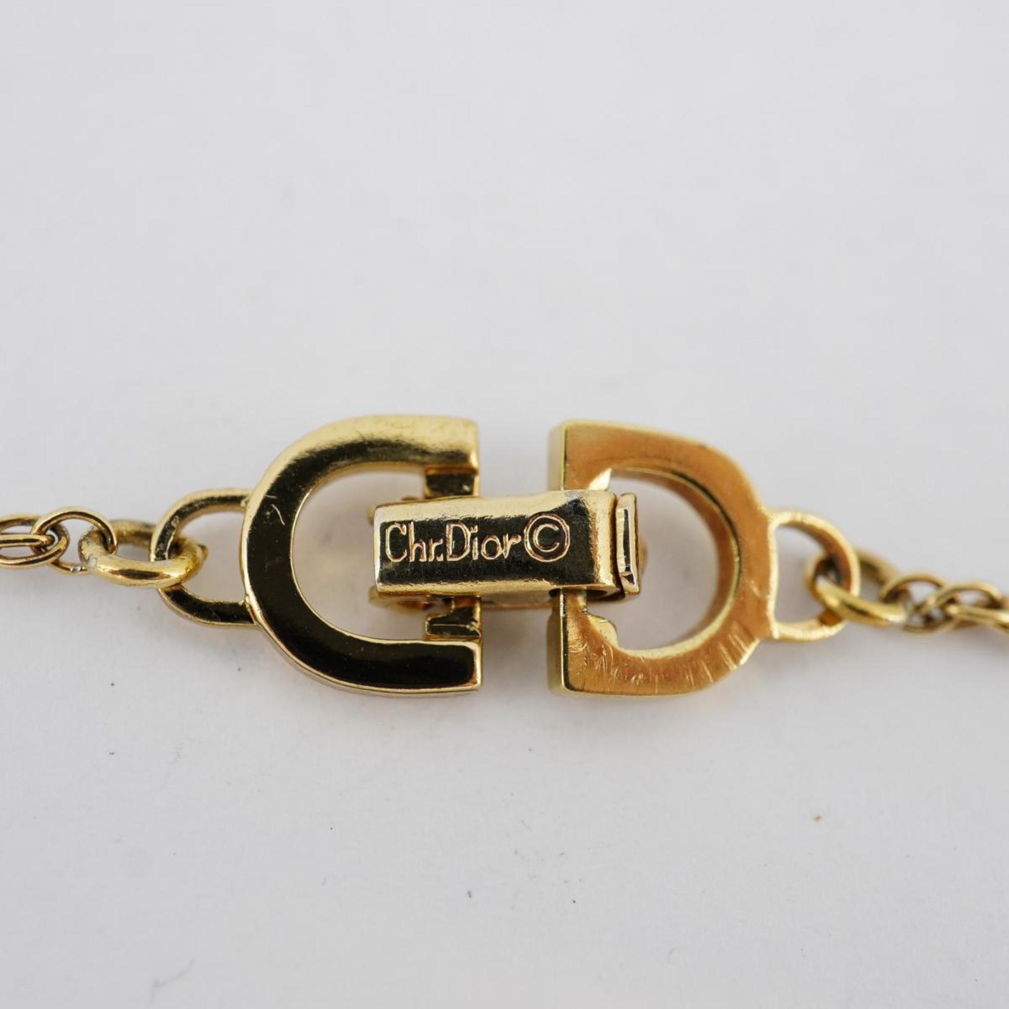 Christian Dior Necklace CD Square GP Plated Gold Women's