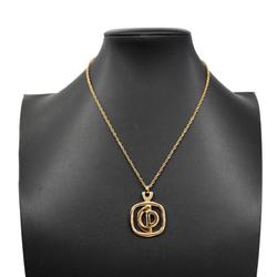 Christian Dior Necklace CD Square GP Plated Gold Women's