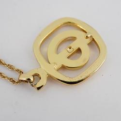 Christian Dior Necklace CD Square GP Plated Gold Women's