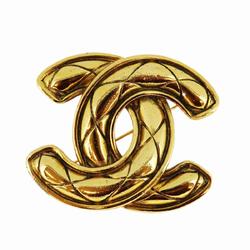 Chanel Brooch Coco Mark Matelasse GP Plated Gold Women's