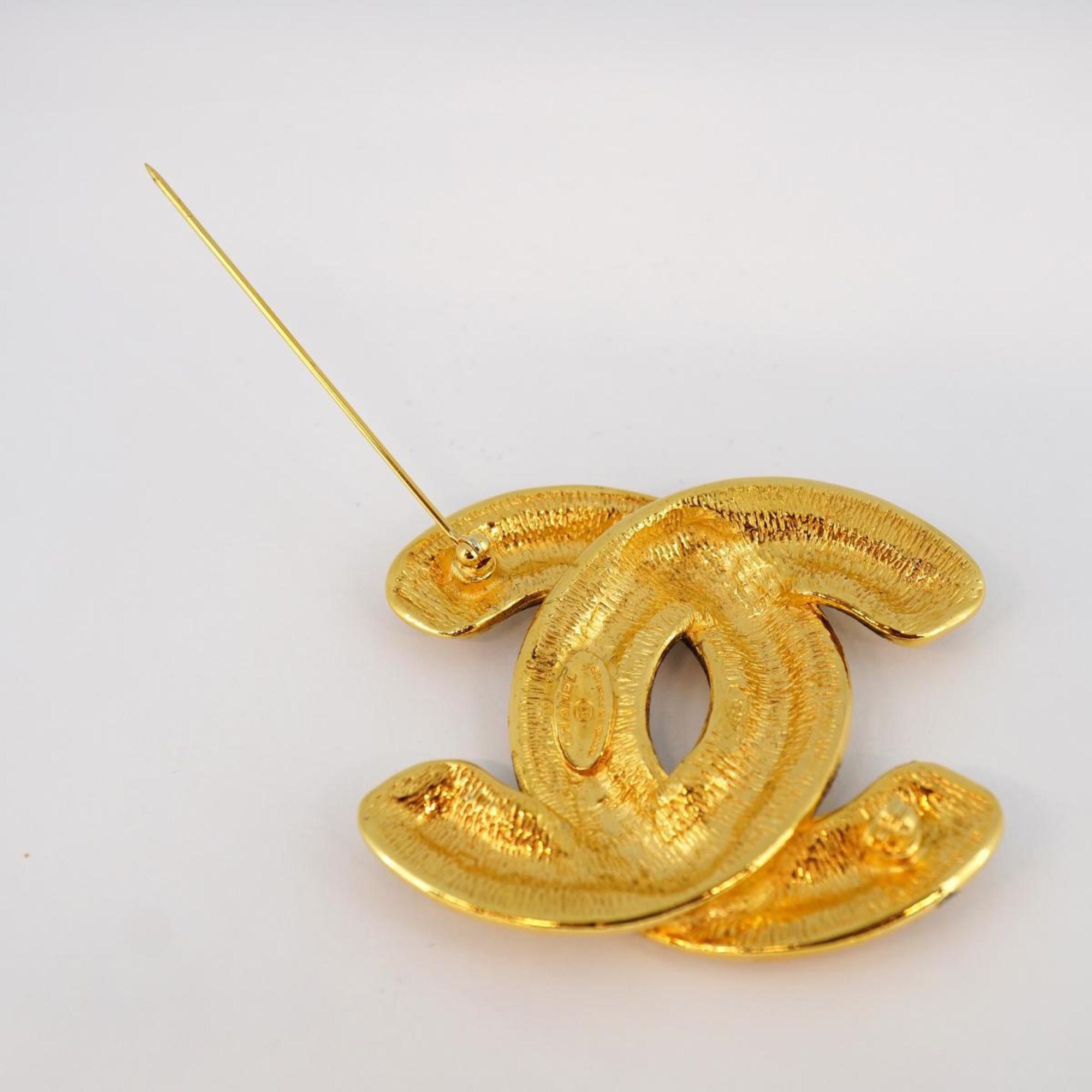 Chanel Brooch Coco Mark Matelasse GP Plated Gold Women's