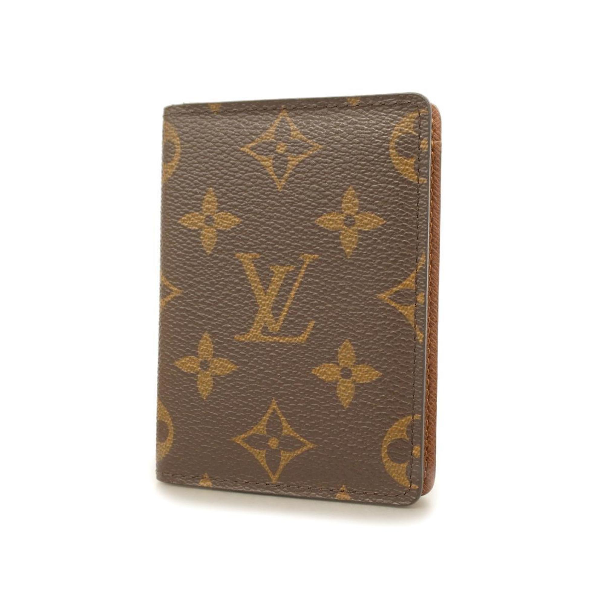 Louis Vuitton Business Card Holder/Card Case Monogram Porte Carte Pass Vertical M66541 Brown Men's Women's