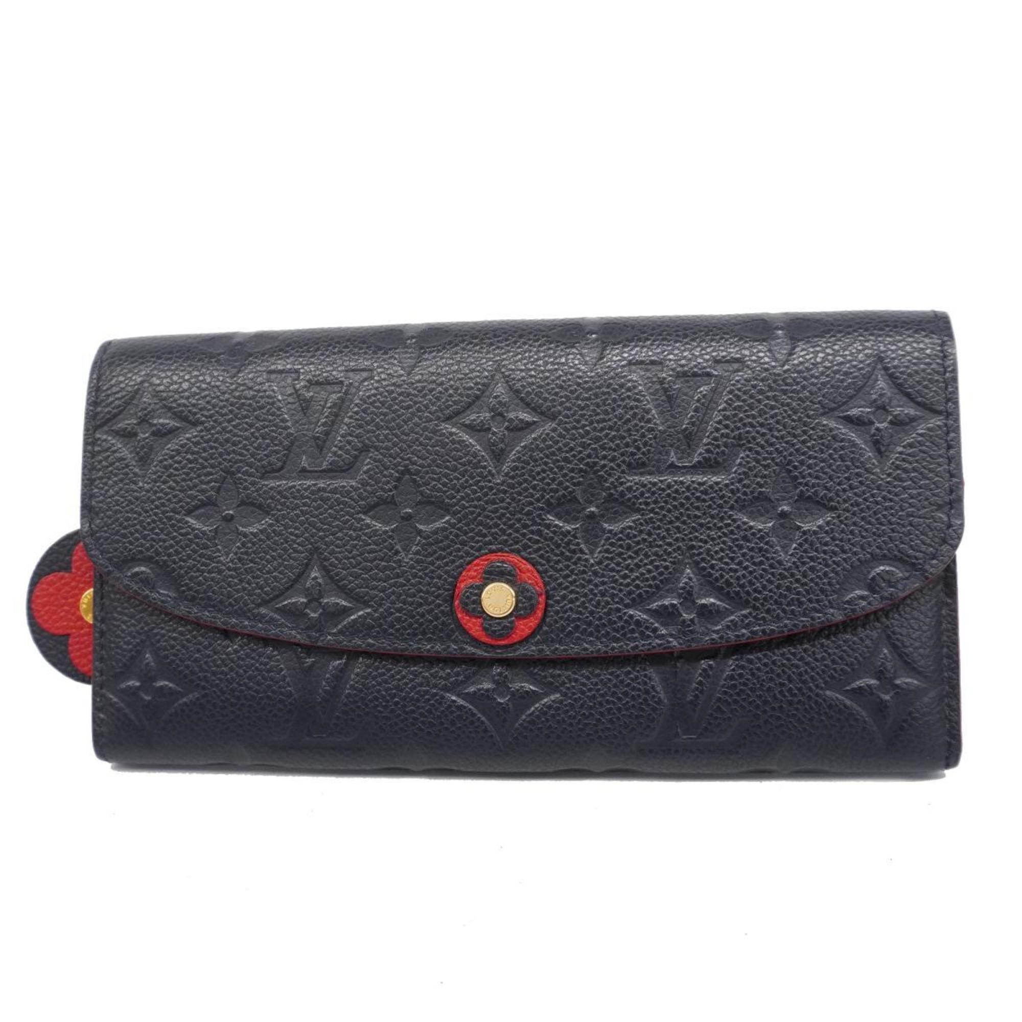 Louis Vuitton Long Wallet Monogram Empreinte Portefeuille Emilie M68327 Marine Rouge Ladies