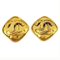 Chanel Earrings Coco Mark Diamond Shape GP Plated Gold 94P Women's