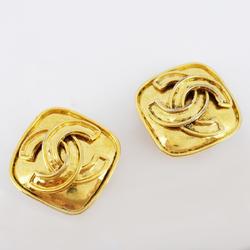 Chanel Earrings Coco Mark Diamond Shape GP Plated Gold 94P Women's