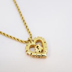 Christian Dior Necklace Heart Motif Rhinestone GP Plated Gold Women's