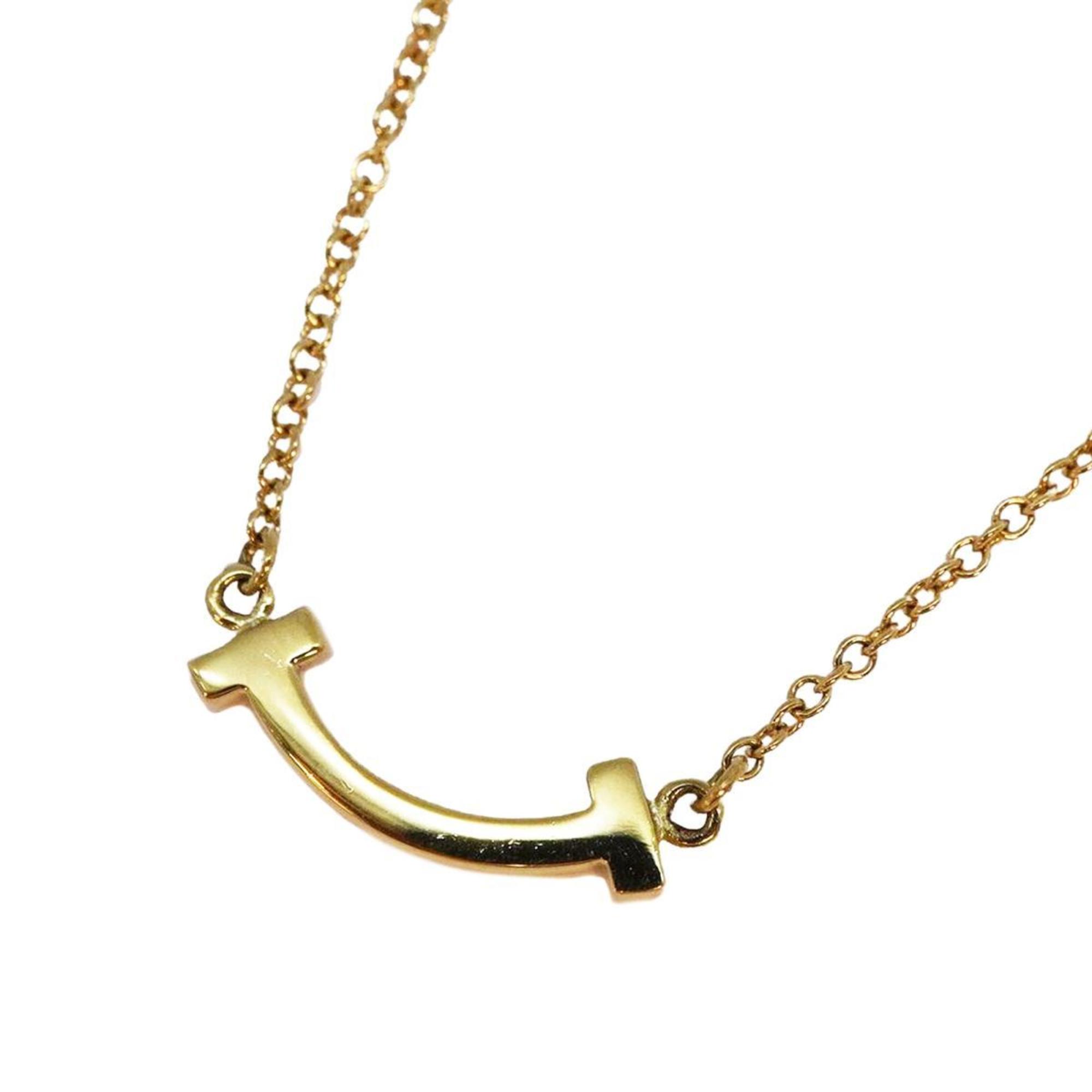 Tiffany Necklace T Smile K18YG Yellow Gold Ladies