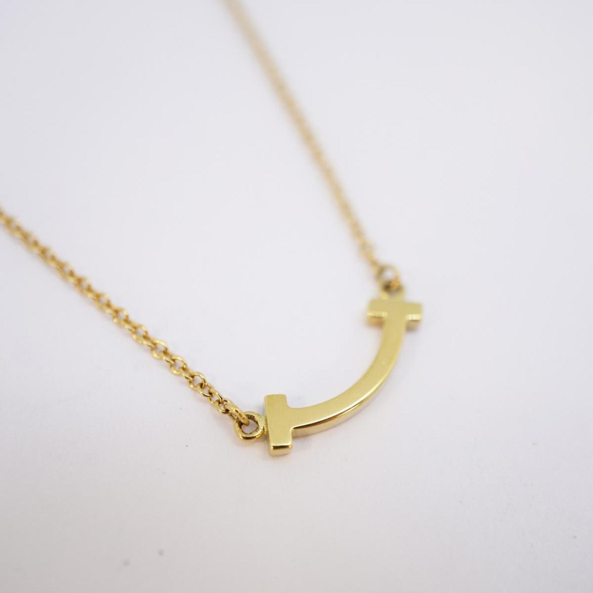 Tiffany Necklace T Smile K18YG Yellow Gold Ladies