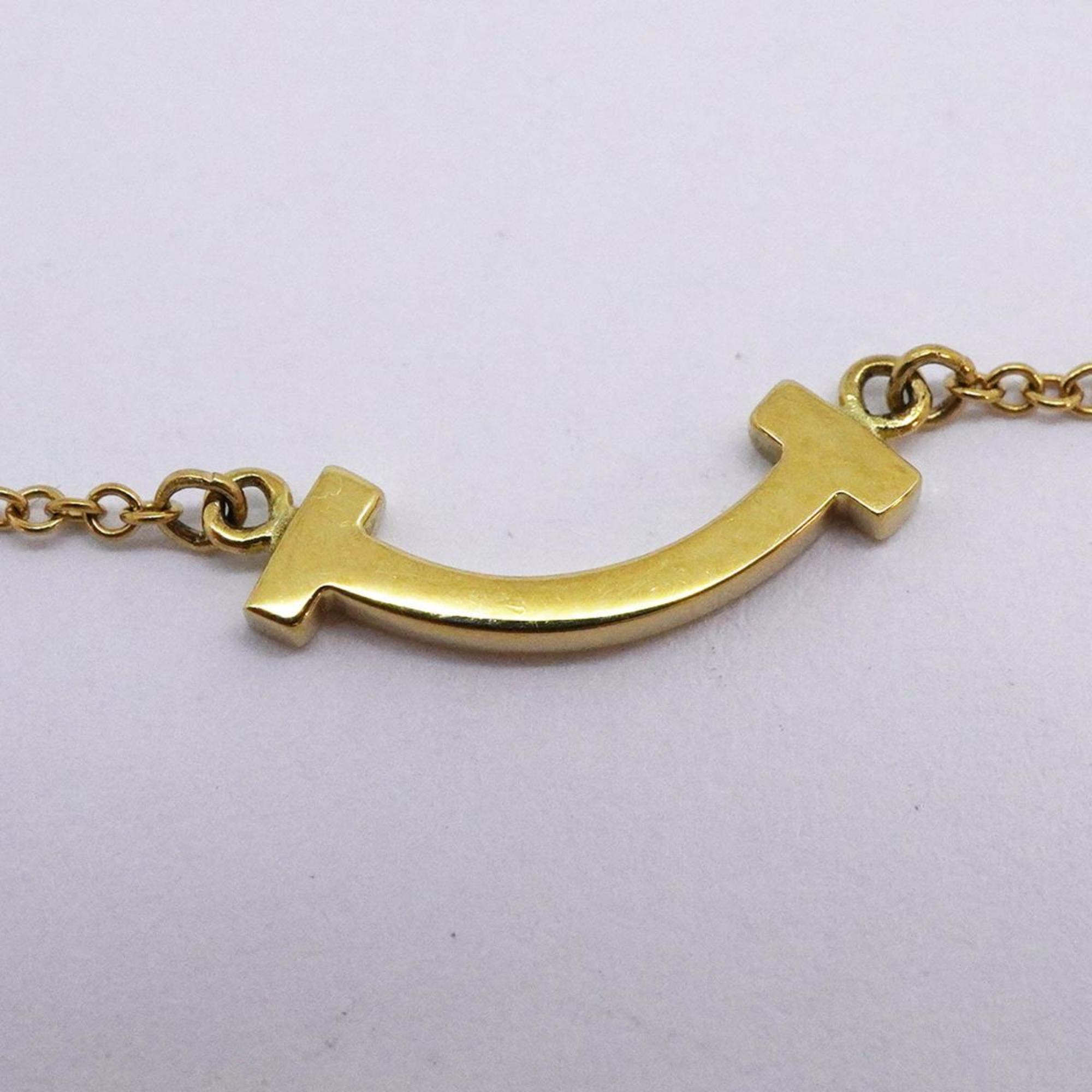 Tiffany Necklace T Smile K18YG Yellow Gold Ladies