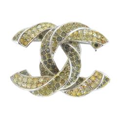 Chanel Brooch Coco Mark Rhinestone Metal Silver B16C Women's