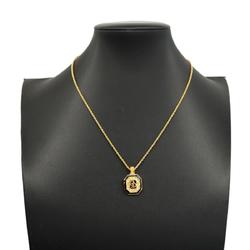 Christian Dior Necklace CD Rhinestone GP Plated Gold Black Women's