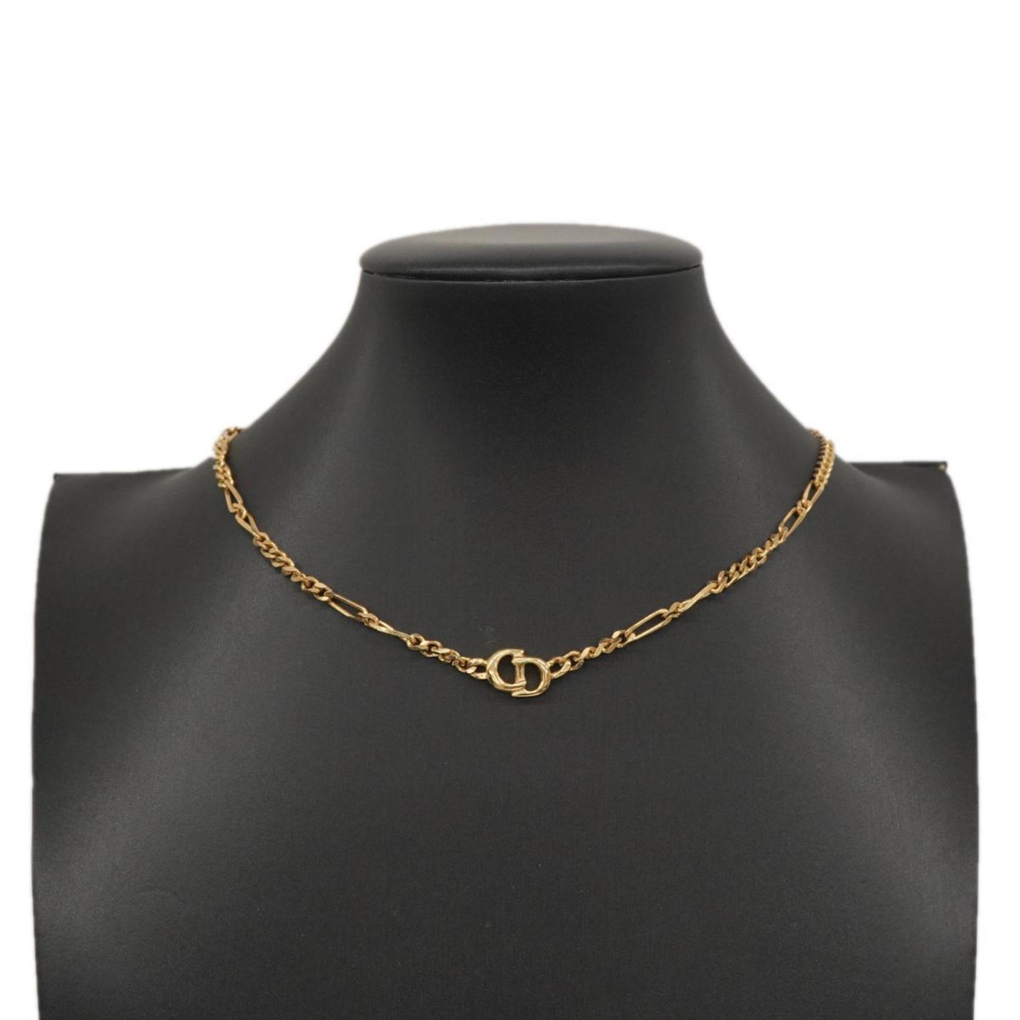 Christian Dior Necklace CD GP Plated Gold Women's