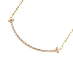 Tiffany Necklace T Smile Small Diamond K18PG Pink Gold Women's