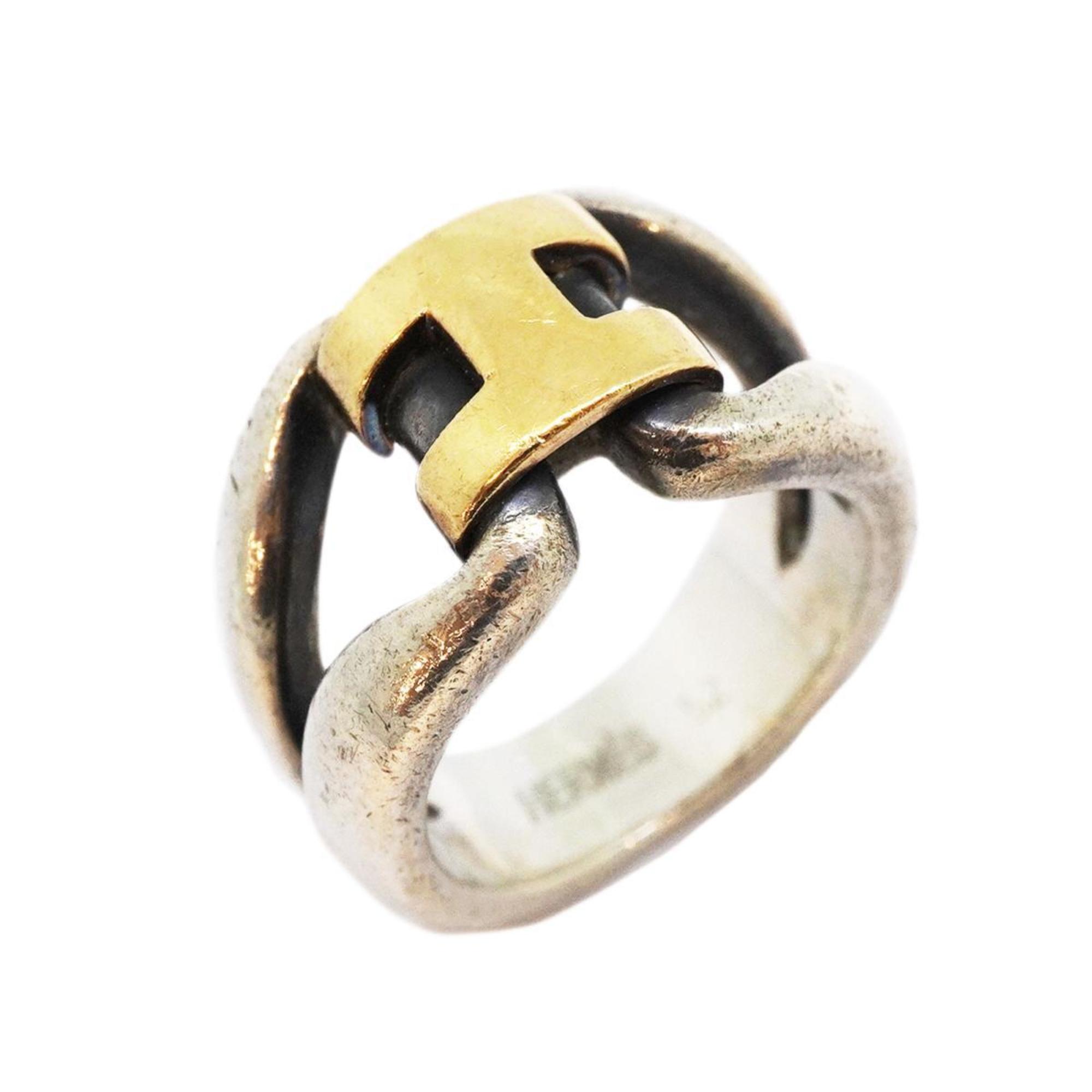 Hermes Ring History K18YG Yellow Gold 925 Silver Men's