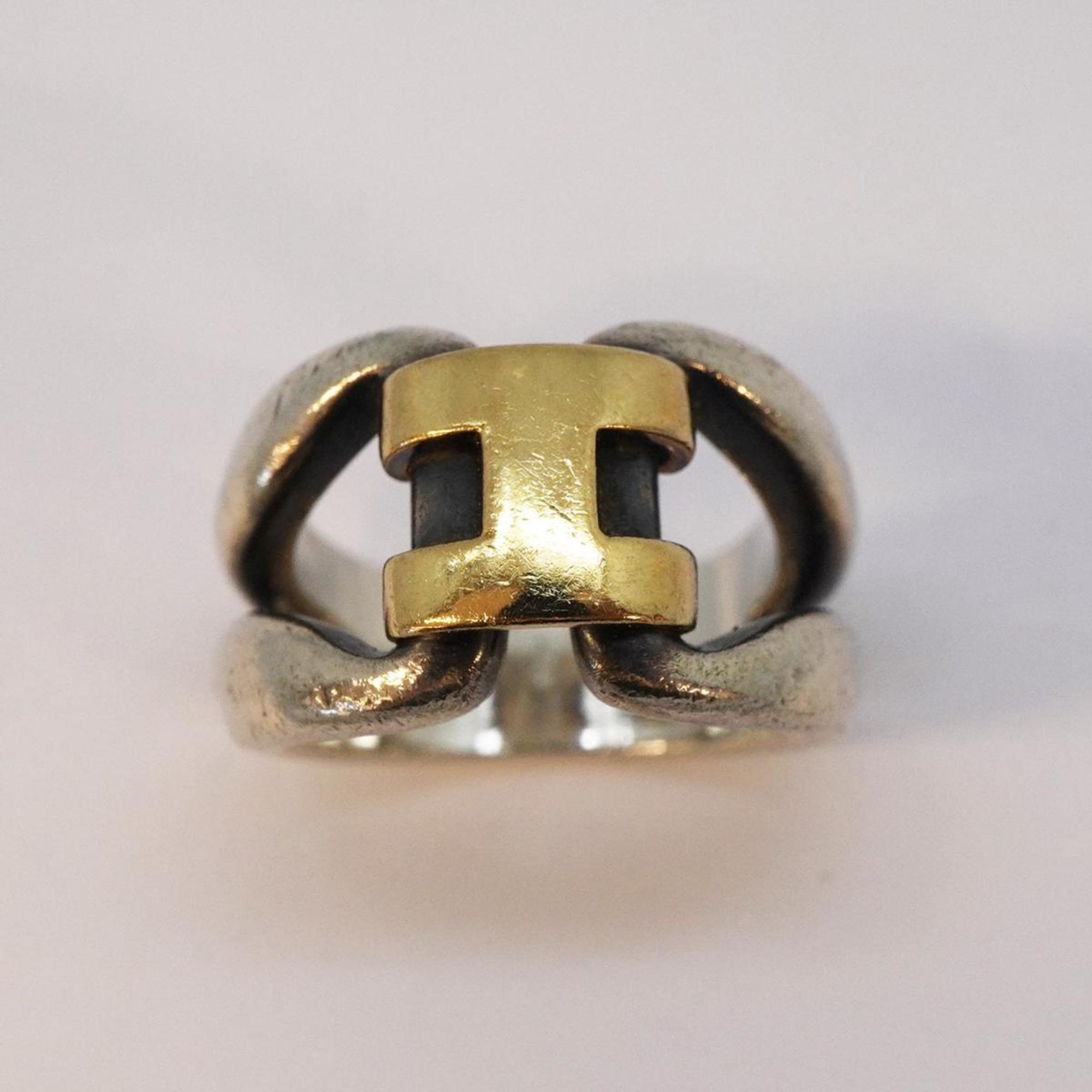 Hermes Ring History K18YG Yellow Gold 925 Silver Men's