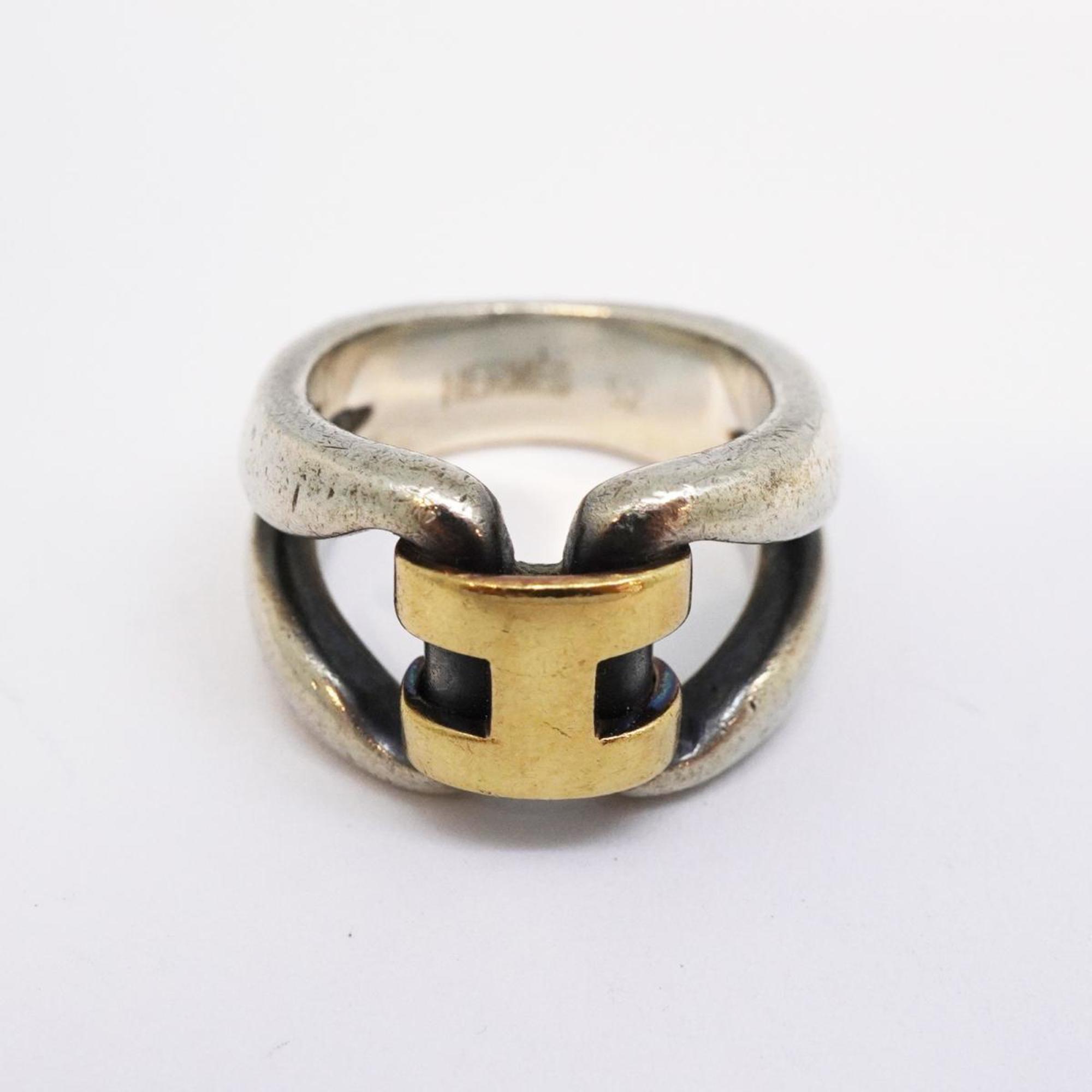 Hermes Ring History K18YG Yellow Gold 925 Silver Men's