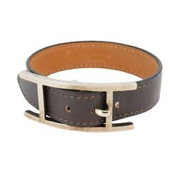 Hermes bracelet API □K stamp metal material leather silver brown men's women's