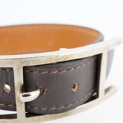 Hermes bracelet API □K stamp metal material leather silver brown men's women's