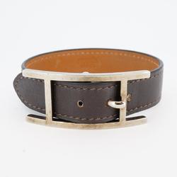 Hermes bracelet API □K stamp metal material leather silver brown men's women's