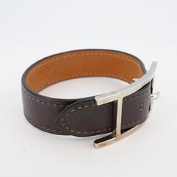 Hermes bracelet API □K stamp metal material leather silver brown men's women's