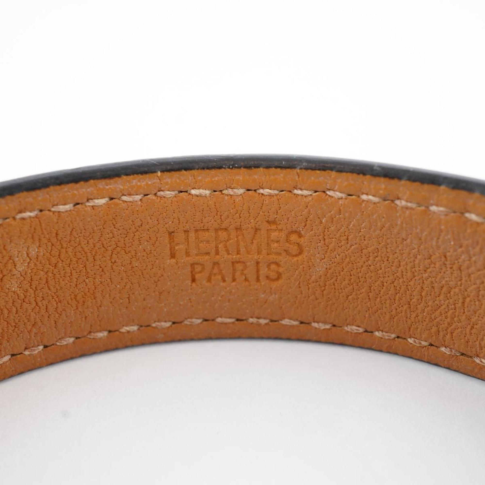 Hermes bracelet API □K stamp metal material leather silver brown men's women's