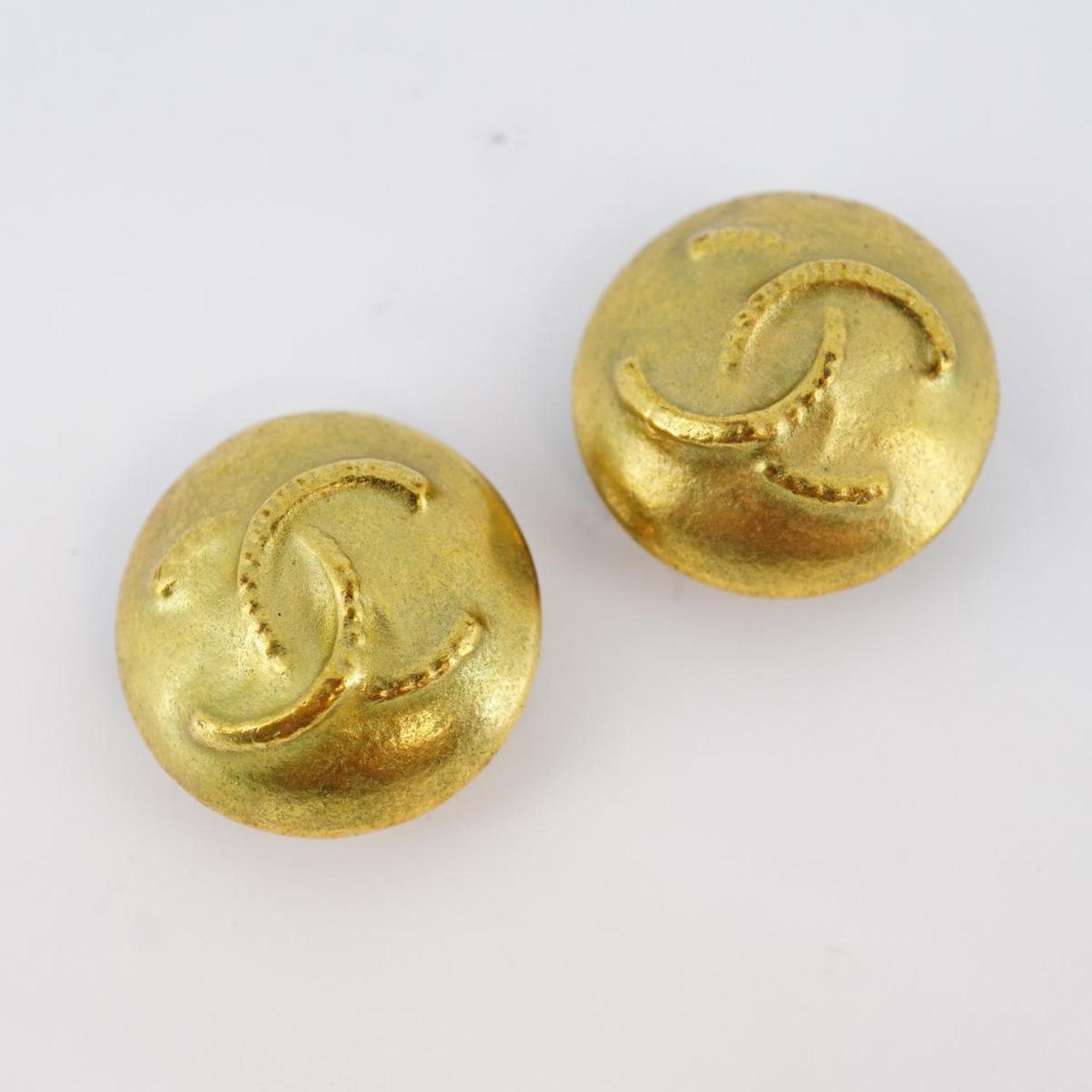 Chanel Earrings Coco Mark Circle GP Plated Gold 95C Women's