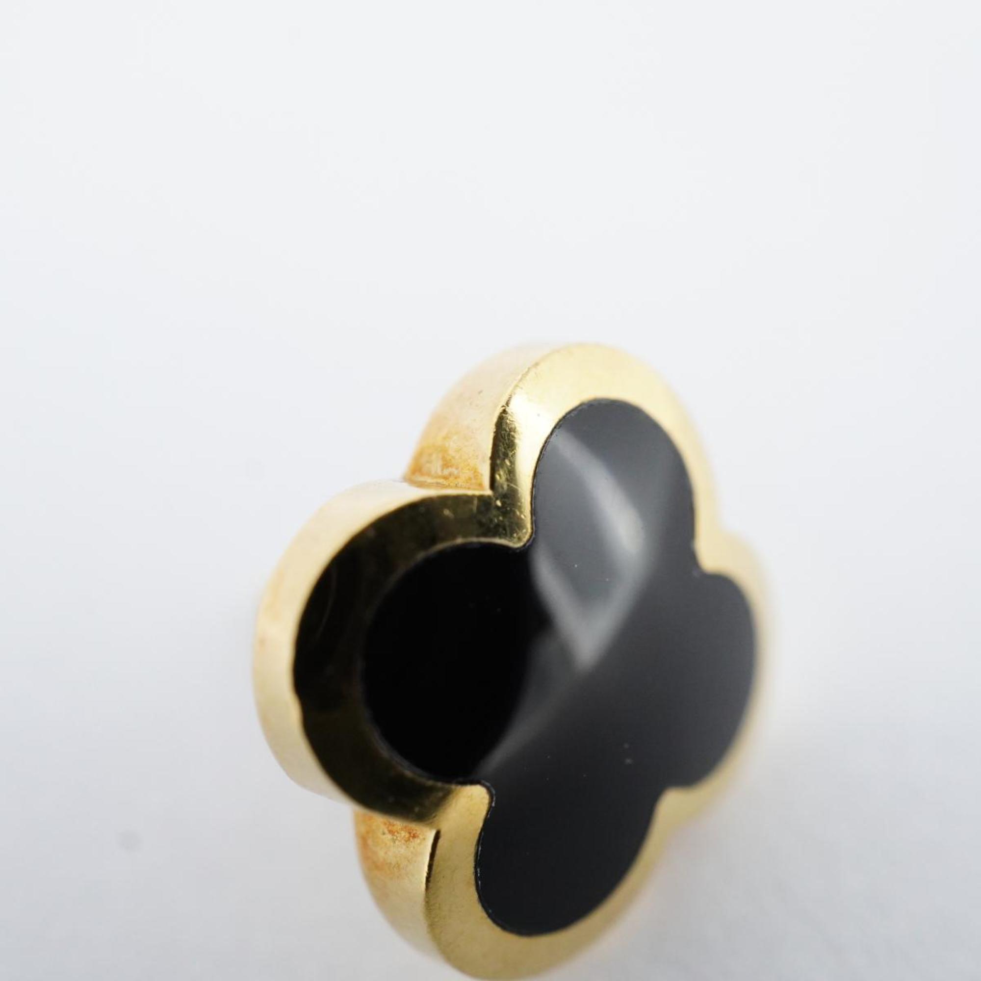 Van Cleef & Arpels Pure Alhambra Earrings, Onyx, K18YG, Yellow Gold, Black, Women's