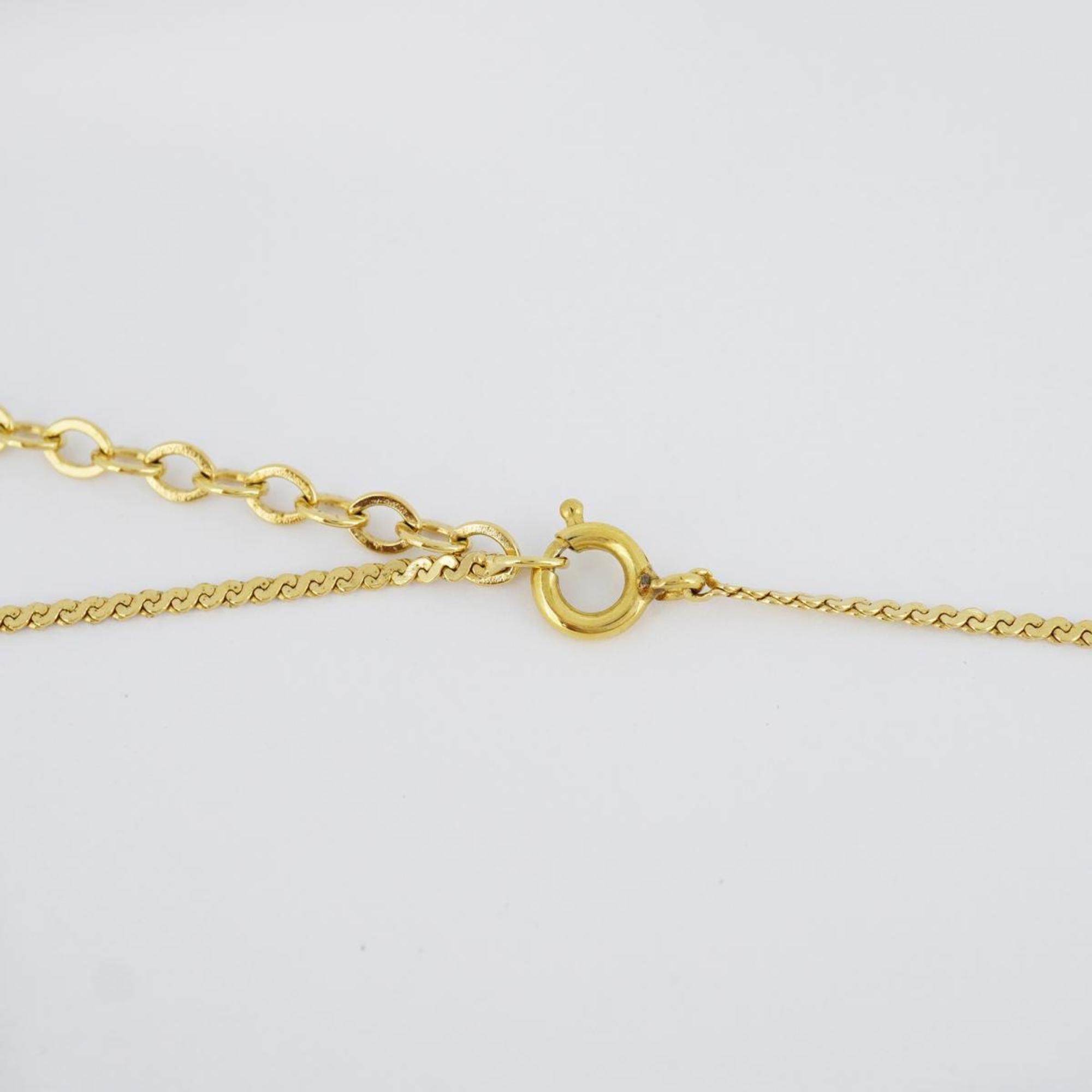 Christian Dior Necklace Rhinestone GP Plated Gold Women's