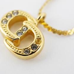 Christian Dior Necklace Rhinestone GP Plated Gold Women's