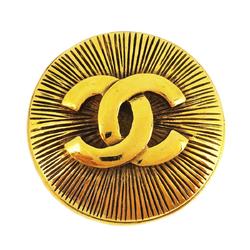 Chanel Brooch Coco Mark Circle GP Plated Gold Women's