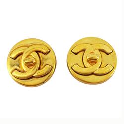 Chanel Earrings Turnlock Circle GP Plated Gold 97A Women's