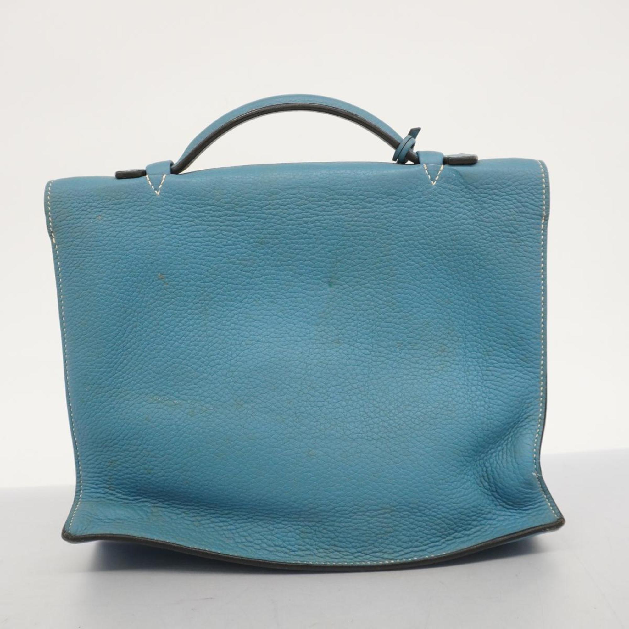 Hermes Bag Sac A Depeche □I Stamp Togo Blue Jean Women's