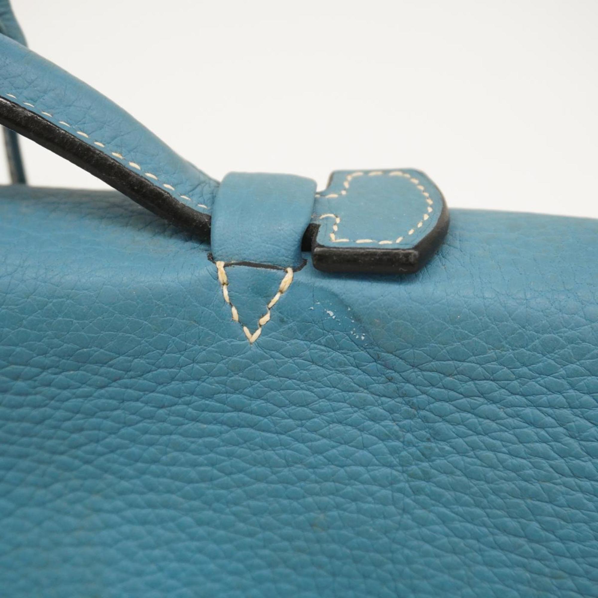 Hermes Bag Sac A Depeche □I Stamp Togo Blue Jean Women's