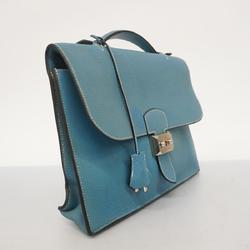 Hermes Bag Sac A Depeche □I Stamp Togo Blue Jean Women's