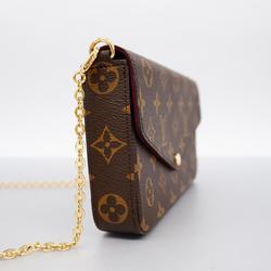 Louis Vuitton Shoulder Wallet Monogram Pochette Felicie M61276 Brown Fuchsia Ladies