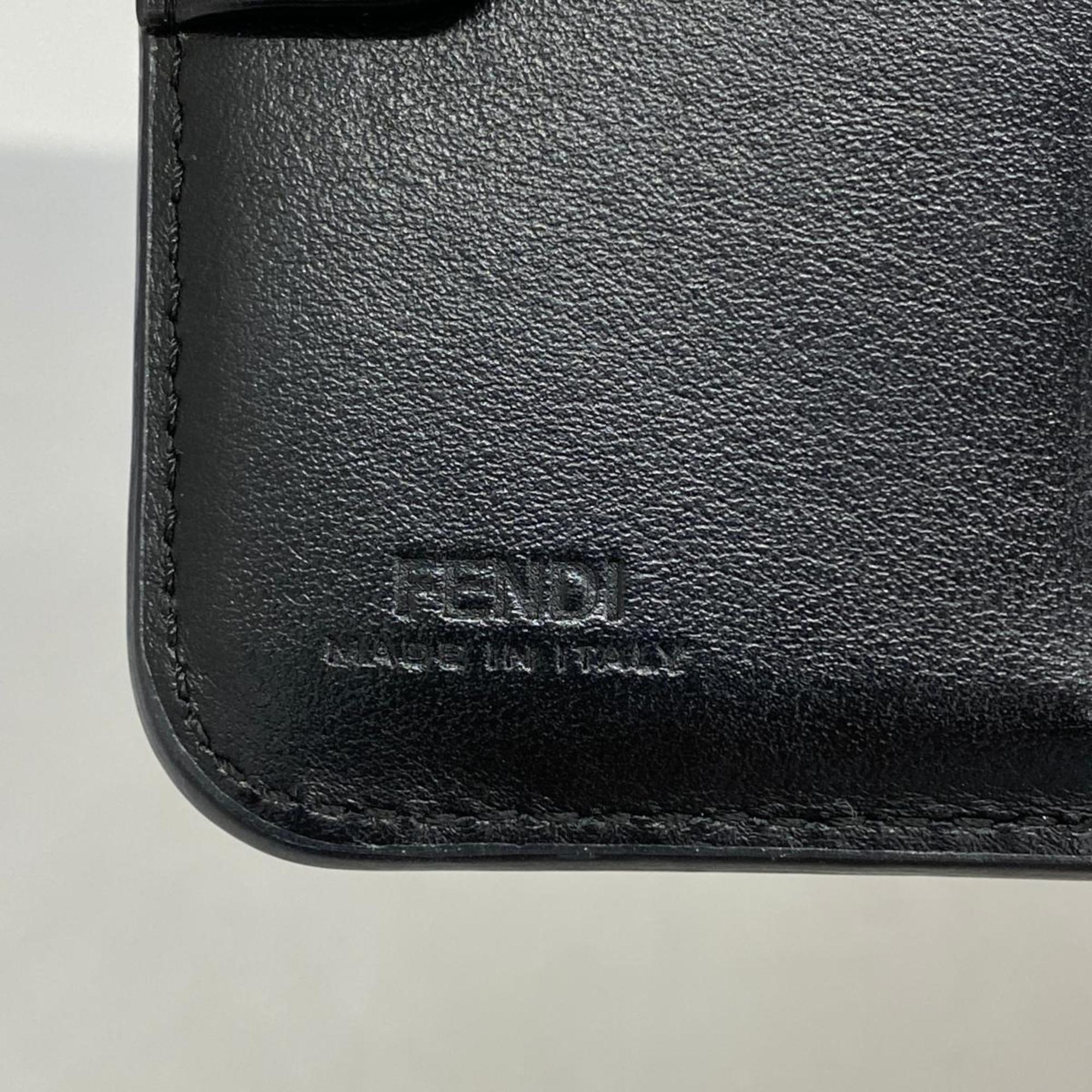 Fendi Wallet Effiz Leather Black Women's