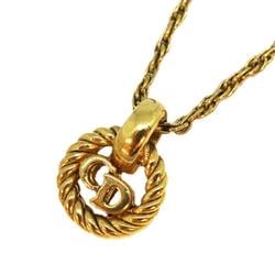 Christian Dior Necklace CD Circle GP Plated Gold Women's