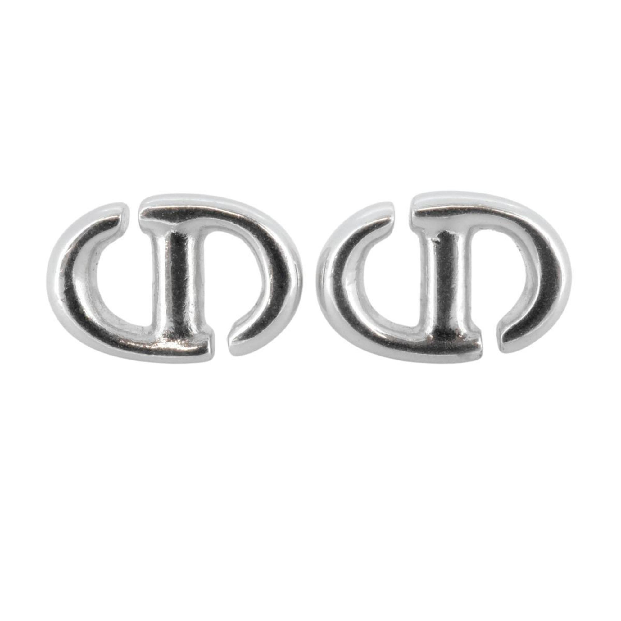 Christian Dior CD earrings, metal, silver, for women