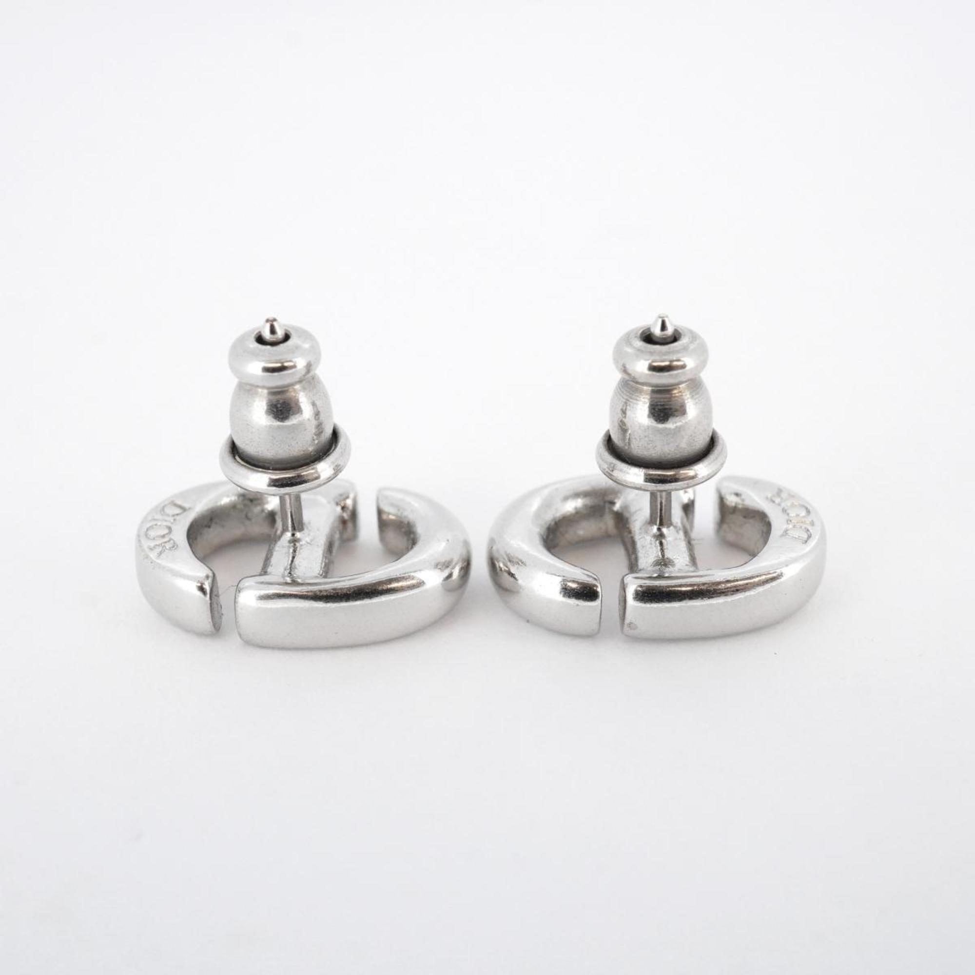 Christian Dior CD earrings, metal, silver, for women