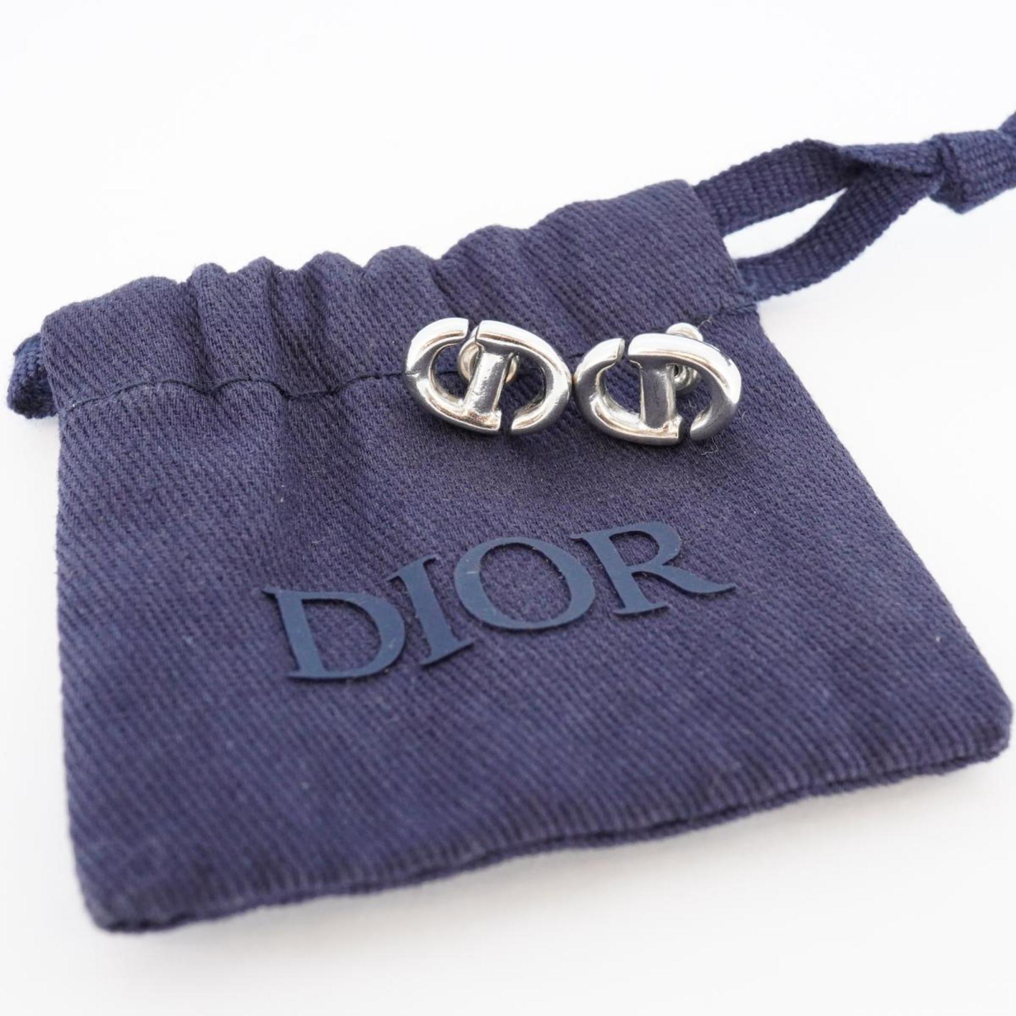 Christian Dior CD earrings, metal, silver, for women