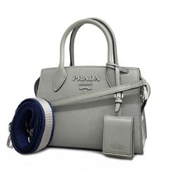 Prada handbag saffiano leather grey ladies