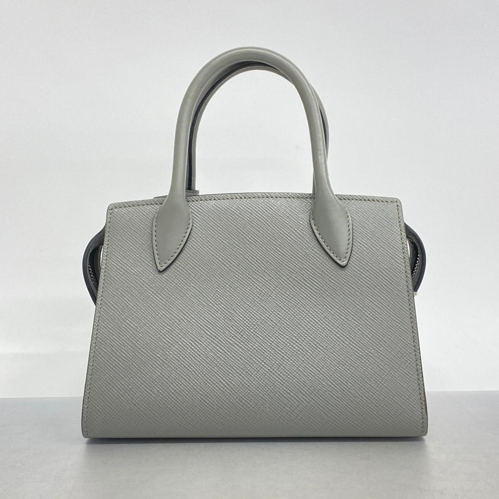 Prada handbag saffiano leather grey ladies