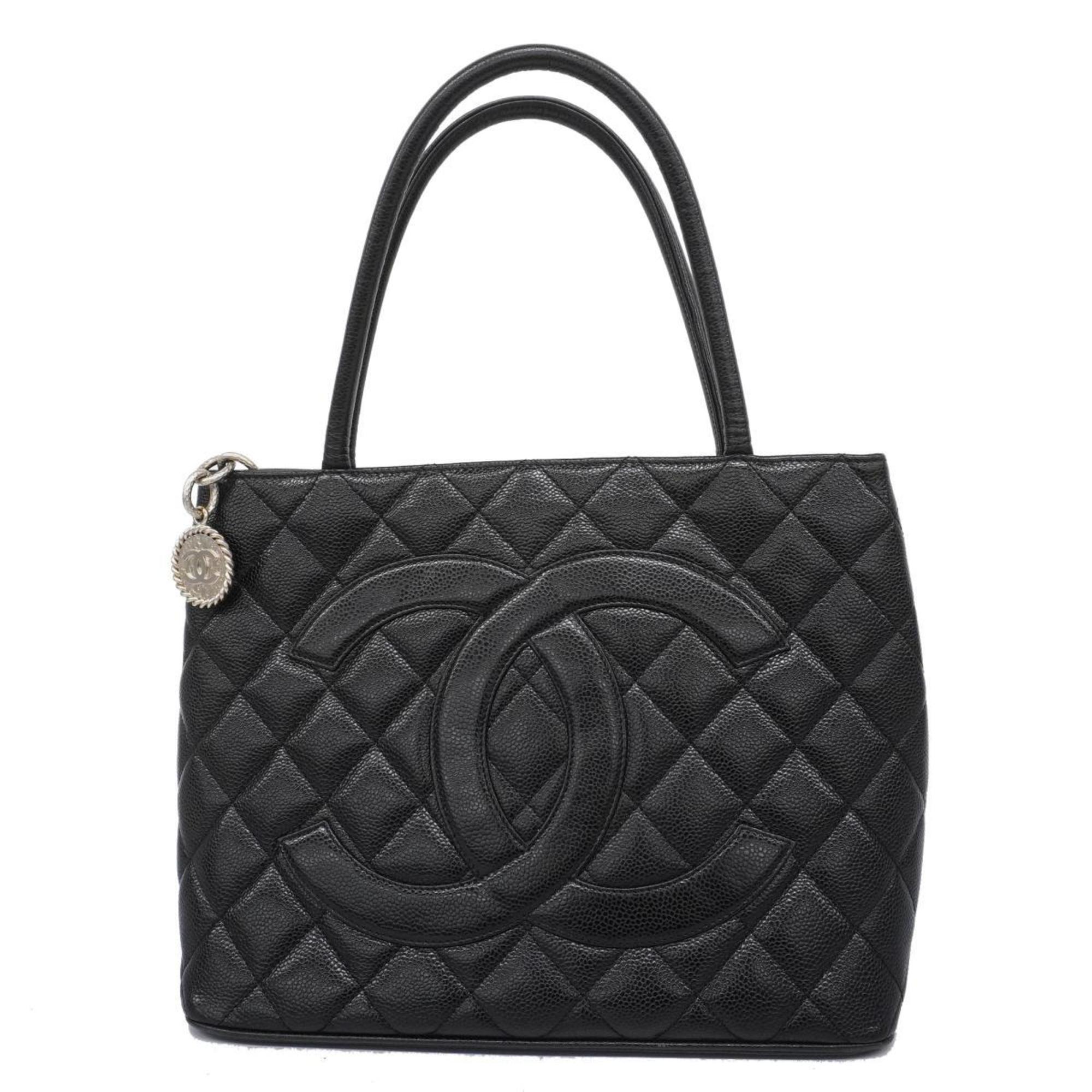 Chanel Tote Bag Reproduction Caviar Skin Black Women's