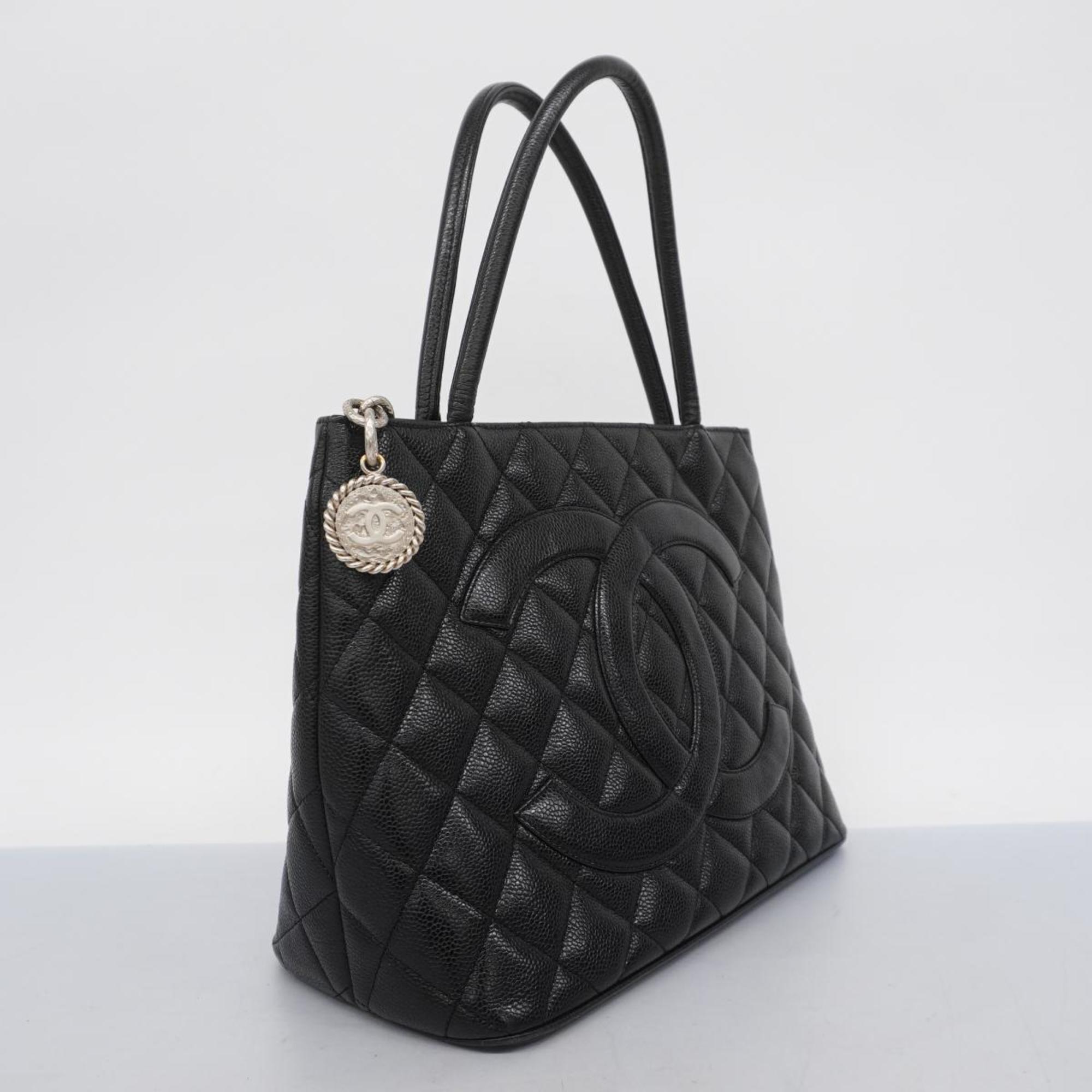 Chanel Tote Bag Reproduction Caviar Skin Black Women's