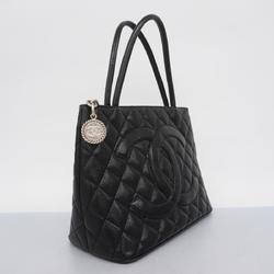 Chanel Tote Bag Reproduction Caviar Skin Black Women's