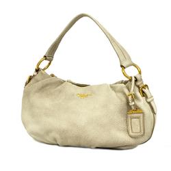 Prada Shoulder Bag Leather Grey Women's